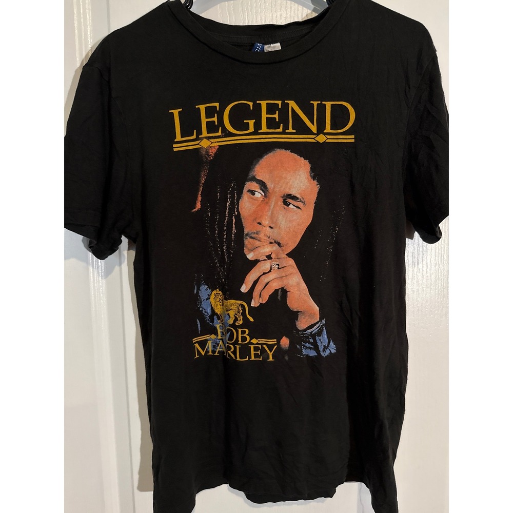 Bob Marley Legend Graphic T-Shirt H&M Zion Black XS Reggae Music Tee